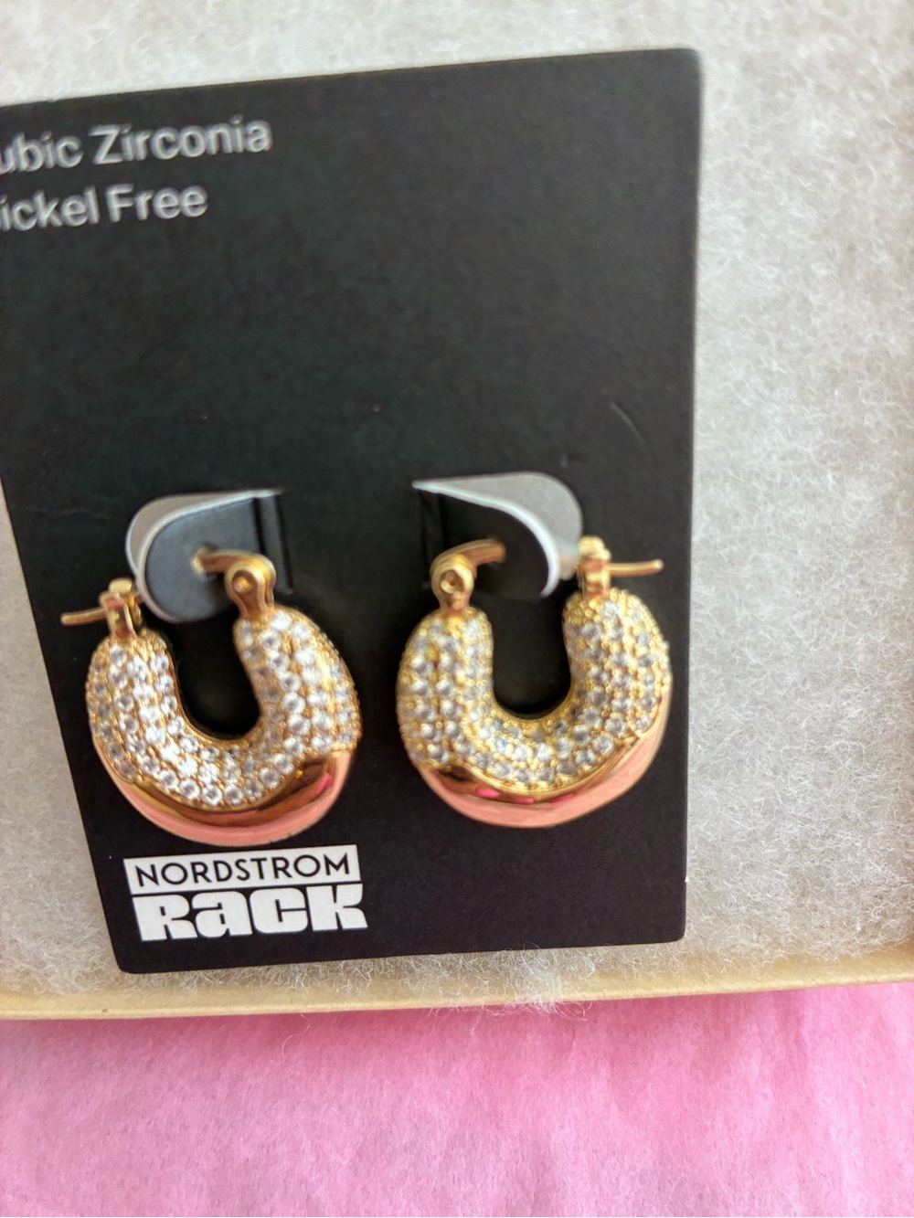 Nordstrom Gold and Rose Gold Pave Hoop Earrings